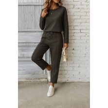 Tiana Kadın Uzun Kollu Yanları Nervurlu Viskon Iki Iplik ve Pantolon Ikili Takım