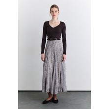 Manuka Geniş Parçalı Desenli Etek Puantiye