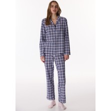 Penti Koyu Mavi Colored Gingham Gömlek Pantolon Pijama Takımı