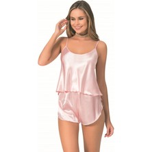Dodes Dodes Somon Saten Babydoll Şort Takımı