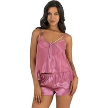 Dodes Dodes Gül Kurusu Saten Şort Takımı