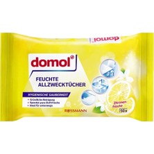 Domol Çok Amaçlı Islak Temizlik Bezi 50'li Limon Kokulu Lif Malzemeden Ev ve Ofis Kullanımına Uygun
