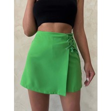 K&A Kuş Gözü Şort Etek Yeşil S25819
