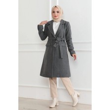 Velmora Fashion Kadın Düğmeli Içi Astarlı Kaşmir Kaşe Kaban - Bej