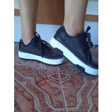 K&A Kadın Yüksek Taban Rahat Şık Günlük Spor Ayakkabı Siyah Renk