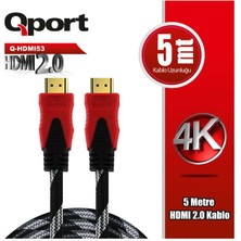 Binbir Göz Bilgisayar Qport Q-HDMI53 HDMI Kablo 5 mt Ver2.0 Altın Uçlu 3D 4K