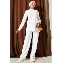 K&A Gömlek Yaka Fitilli Salaş Ikili Takım Beyaz