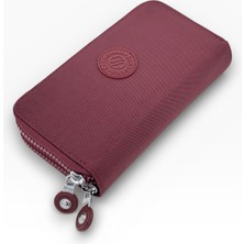 Kadın Krinkıl Model 2 Gözlü Metal Fermuarlı Kartlık ve Bozuk Para Bölmeli Cüzdan