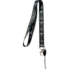 Tıp Sembollü Temalı Gri Boyun Askı Ipi (B46)