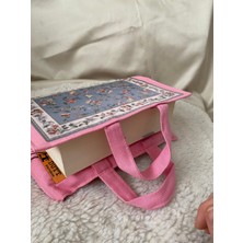 Baskılı Kitap Çantası Yıkanabilir  Halı Desen Pembe