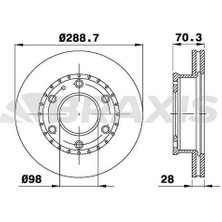 Braxis On Fren Dısk Aynası Havalı Mazda B2500 2.5 D BT50 4x4 05-11 Ford Ranger 05- 289X6