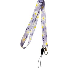 Lila Zeminde Beyaz Papatyalar Boyun Askı Ipi (B23)