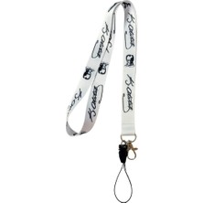 Beyaz Zeminde K. Atatürk Imzalı Boyun Askı Ipi (B40)