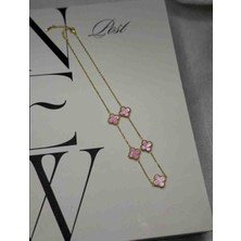 Güneş Takı Gold Hologramlı Pembe Yansımalı Çelik Kolye