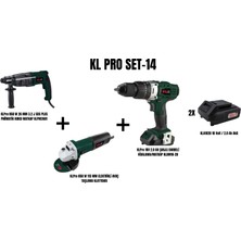 Klpro Set-14 (850 W 26 mm 3.2 J Sds Plus Pnömatik Kırıcı MATKAP+850 W 115 mm Elektrikli Avuç Taşlama+ Şarjlı Darbeli Matkap)