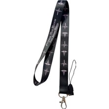 Mor Tıp Sembolü Siyah Zeminde Boyun Askı Ipi (B89)