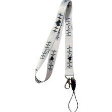 Ekg Temalı Beyaz Boyun Askı Ipi (B65)