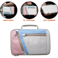 Microcase Xiaomi Pad 8 / Pad 8 Pro Tablet Için Omuz Askılı El Tutacaklı Universal Sleeve Taşıma Çantası AL4346 Pembe Mavi Krem