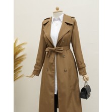 Etiler Collection Astarlı Kemerli Trenckot -Taba