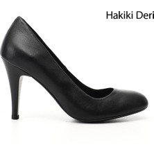 Gönderi(r) Kadın Siyah  Yuvarlak Burun Ince Topuklu Hakiki Deri Stiletto