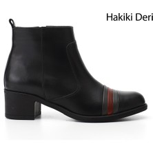 Gönderi(r) Kadın Siyah  Fermuarlı Kalın Topuklu Hakiki Deri Bot
