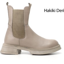 Gönderi(r) Kadın Bej  Kalın Taban Hakiki Deri Chelsea Bot