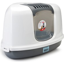 Xmpdby Beeztees Kapalı Köşe Kedi Tuvaleti, Koku Filtreli, Gri Beyaz, 58X45X40CM