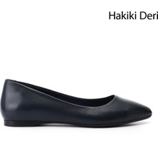 Gönderi(r) Kadın Lacivert  Sivri Burun Düz Taban Hakiki Deri Babet