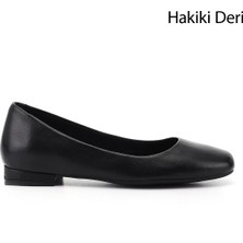 GÖNDERİ Kadın Siyah  Hakiki Deri Babet