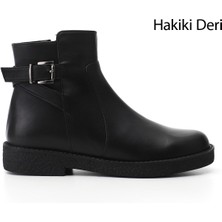 Gönderi(r) Kadın Siyah  Fermuarlı Kauçuk Taban Hakiki Deri Bot