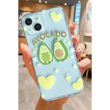 3gen Case iPhone 15 Uyumlu Sevimli Avakadolar Desenli Şeffaf Silikon Kılıf