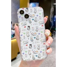3gen Case iPhone 15 Uyumlu Sevimli Kediler Desenli Şeffaf Silikon Kılıf