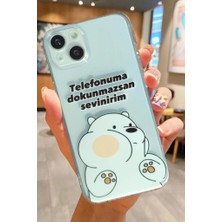 3gen Case iPhone 15 Uyumlu Sevimli Ayı Desenli Şeffaf Silikon Kılıf
