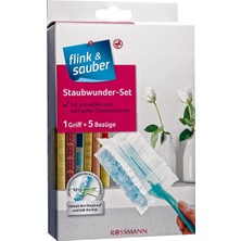 Flink & Sauber Toz Alma Aparatı ABS Malzemeden Yapılmış 1 Sap + 5 Yedek Kılıf ile Temizlik Seti