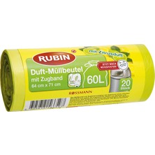 Rubin Çöp Torbası 60 lt 64 x 71 cm 20'li İpli Lımon