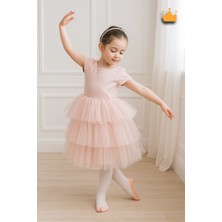 Baby Hola 4-8 Yaş Inci Taçlı Katlı Tül Etekli Kız Çocuk Abiye Elbise Bayramlık Gelinlik Pembe 6572