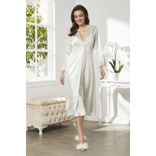 Yeni Pierre Cardin 6425 Saten Gecelik Sabahlık Pijama Takım Şort Takım 6'lı Gelin Çeyiz Seti