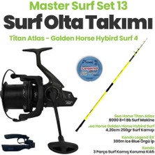 Okuma Sea Horse Titan Atlas 8000 8+1 Bb Surf Makine - Golden Horse Hybird Surf 4,20CM 250GR Master Surf Set-13