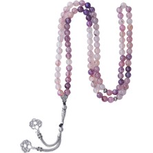 Bütüncül Şifa Lila Damarlı Akik Doğal Taş 99'lu Tesbih