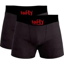 Softy 2’li Erkek Pamuk Boxer Seti Siyah – Rahat Kesim %100 Pamuk Nefes Alabilen Penye Iç Giyim M