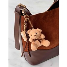 Rossev Charm Peluş Ayıcık Figürlü Anahtarlık - Çanta Charm (Krem Termos Modeli)