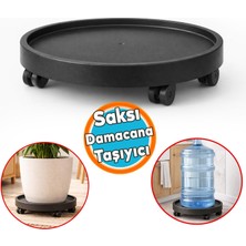 Nzb Dayanıklı Plastik 35 cm Tekerlekli Taşıyıcı Saksı Damacana Tüp Tekerlekli Taşıyıcısı Siyah