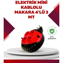 Zero Land Lvsqvr Kırmızı Renk 3 Metre 4’lü Kablolu Priz Makarası