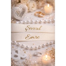 Frisson Dökülmeyen Incili Söz & Nişan Kişiye Özel Yüzük Kurdelesi Beyaz