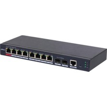 Dahua S4210-8GT-110, 8 Port, Gigabit, Poe 110W, 2 Port Gigabit Uplink, Longe Range 250MT., Cloud Yön