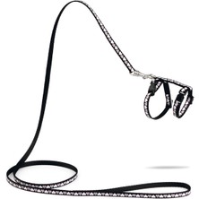 Lvsqvr Beeztees Yavru Kedi Göğüs Tasması ve Gezdirme Kayışı 120CM, Siyah, 16-25CM Boyun, 23-36CM Göğüs