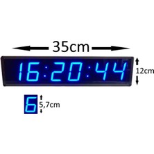 SANEC Saniyeli Dijital Duvar Saati (Kasa Ölçüsü: 12X35 cm - Mavi)