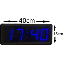 SANEC Dijital Duvar Saati ve Derece (Termometre) (Kasa Ölçüsü: 16X40 cm - Mavi)