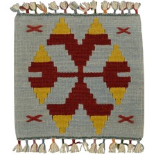 Kilim Antik El Dokuma Kare Köşe Sandalye Minderi Pınarbaşı Kayseri Yün Kilim 0850 - Yeni - Çok Renkli