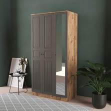 T&B Nil 3 Kapaklı Eko Bazalı Gardırop - Mdf Kapak